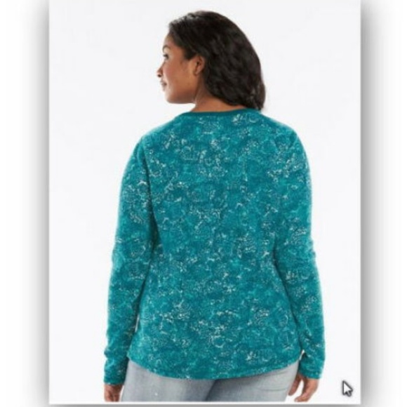 NWT Sonoma paisley teal ribbed top Plus 1X - Picture 2 of 7